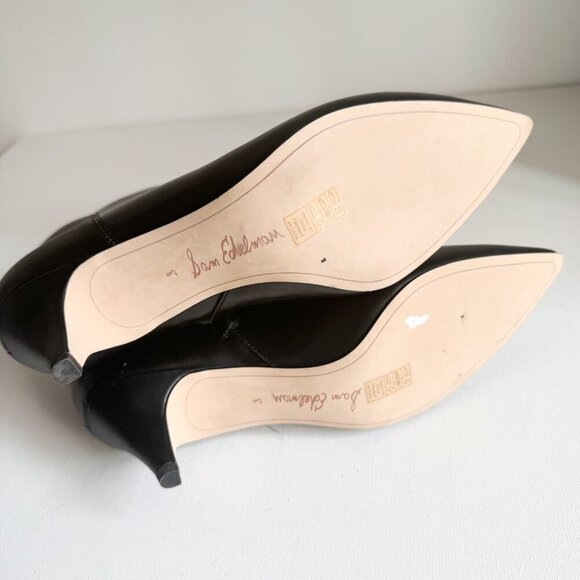 Sam Edelman Anthropologie Black Leather Kitten Heel Booties - Picture 8 of 9